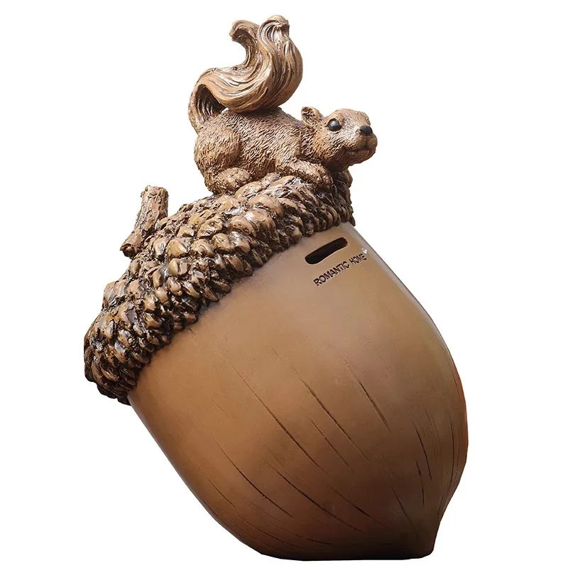 

[MGT]Cute squirrel piggy bank premium resin piggy bank children coin box family decoration squirrel piggy bank gift