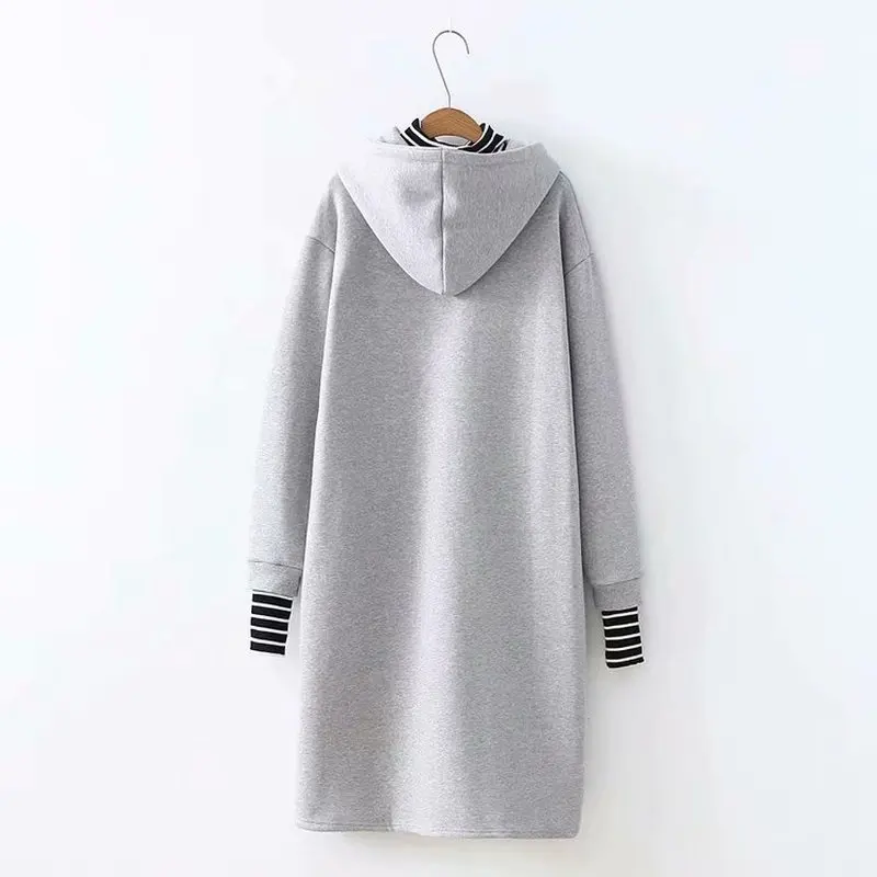 Свободное платье обманка с капюшоном из двух частей 2018 модное Теплое