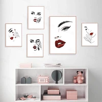 nordic fashion makeup poster prints moderm sexy beauty woman quotes wall art eyelash red lips picture bedroom home decoration