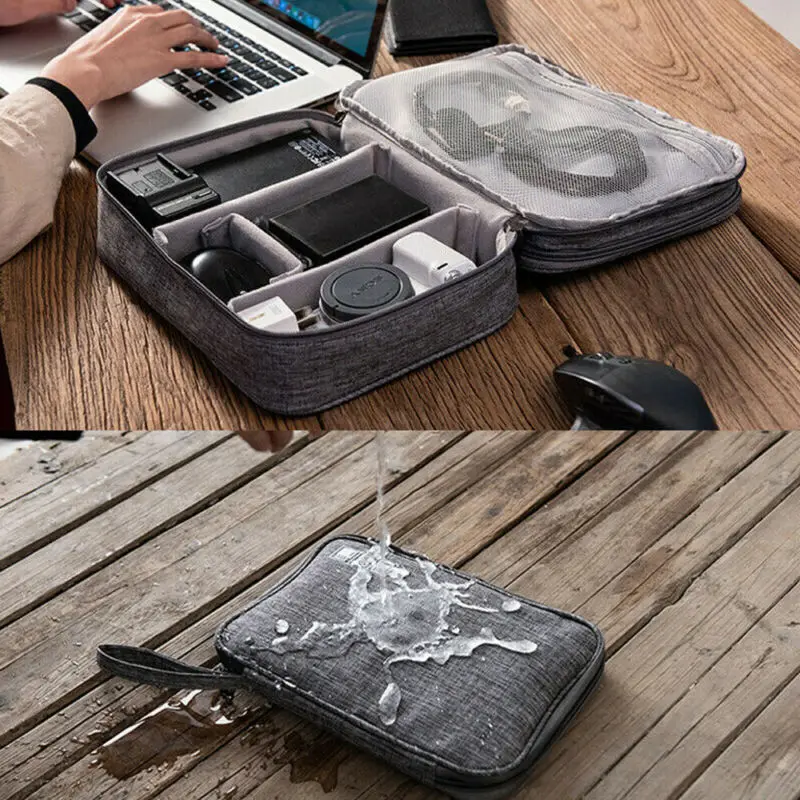 2019 двухслойный электронный цифровой органайзер сумка USB кабель для наушников