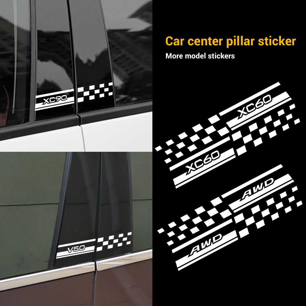 

2PCS Creative Car Window B Pillars Body Decor Stickers for Volvo Rdesign T6 AWD S40 S60 S90 XC40 XC 60 XC90 V40 V50 V60 V70 V90