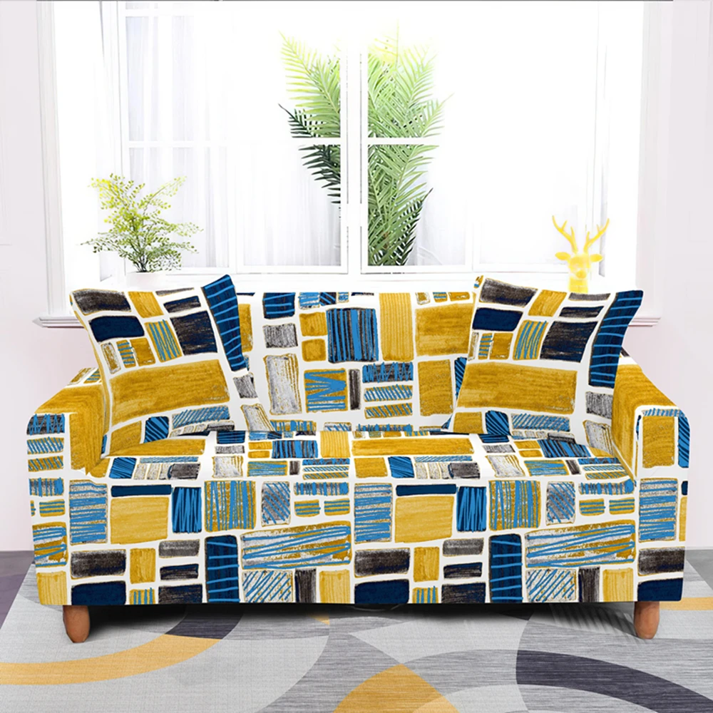 Elastic Spandex Geometric Sofa Cover Tight Wrap All-inclusive Sectional Couch Covers for Living Room Love Seat Furniture | Дом и сад