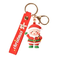 cute christmas decoration cartoon santa claus elk snowman silicone keychain for women new year decoration children gift