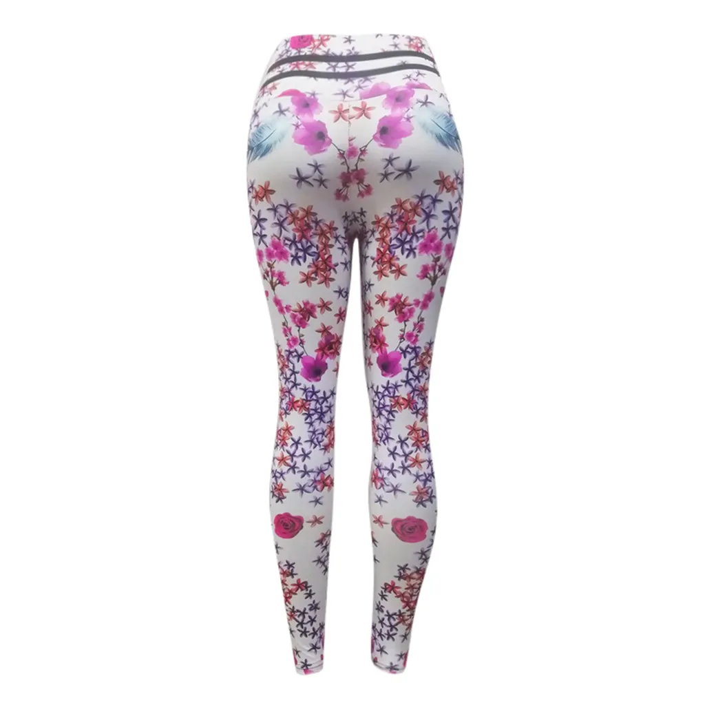 Спортивные штаны для бега йоги женские леггинсы с цветочным принтом спортивные