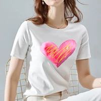 women t shirts love heart print graphic tee fashion casual round neck top tee summer stylish harajuku tshirts female clothing