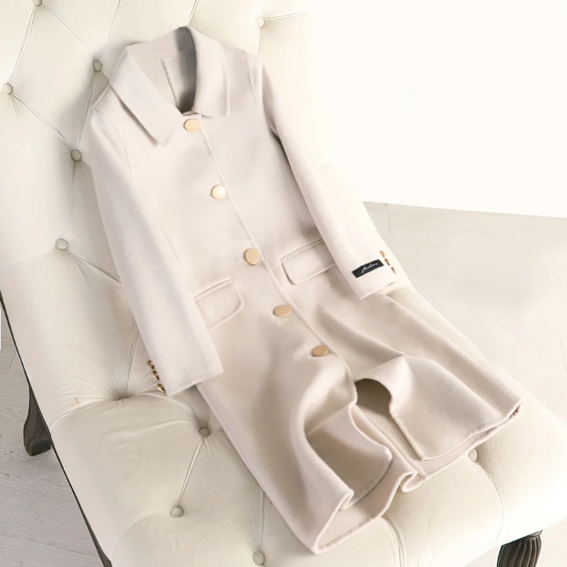 Пальто из 100% шерсти для женщин кашемировые пальто новинка 2019 Осень-зима женское