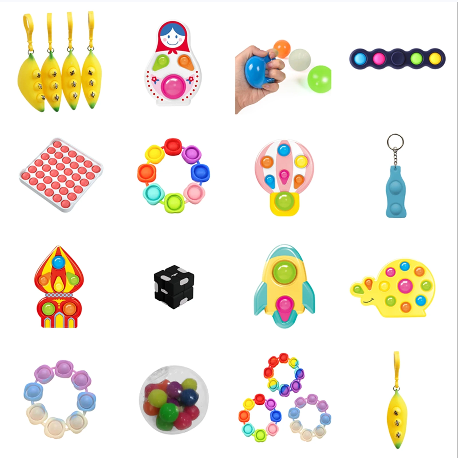

Push Bubble Fidget Toys Anti Stress Set Strings Relief Adults Children Sensory Squishy Antistress Relief Anti Stress Figet