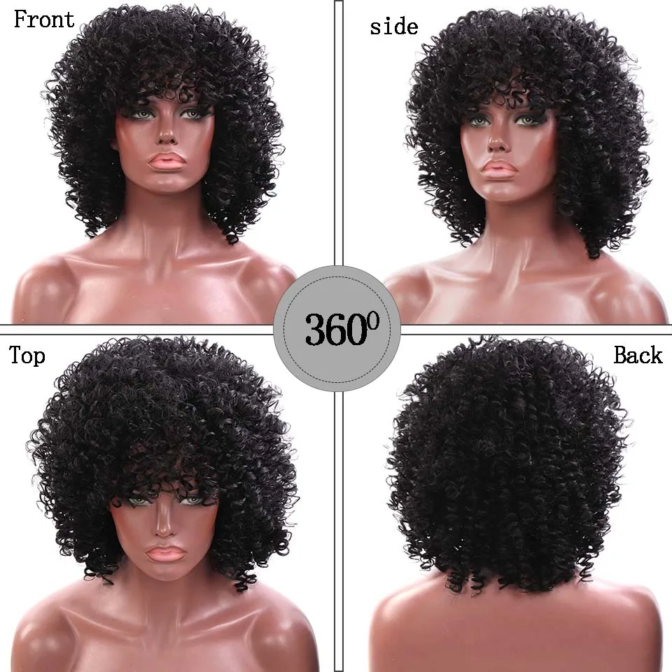 SHANGKE синтетические короткие волосы с эффектом омбре 14 дюймов черные коричневые золотые парики для женщин курчавые вьющиеся афро-американск... от AliExpress WW