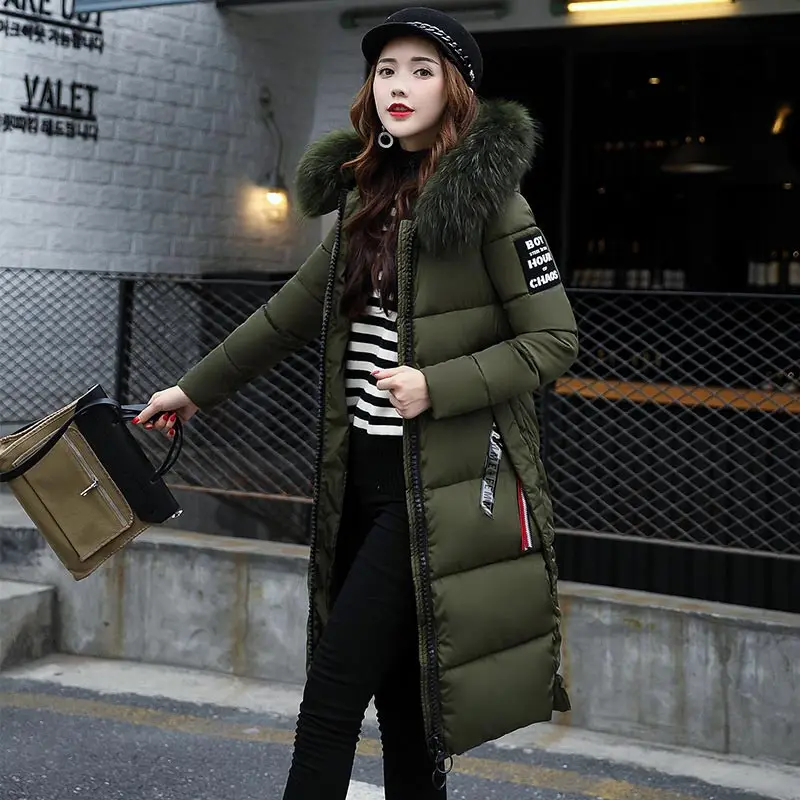 

Winter Coats Female Jackets 2021 Fur Collar Warm Cotton Zipper Solid Parkas Women Clothes Long Casual Coats Ladies jacket