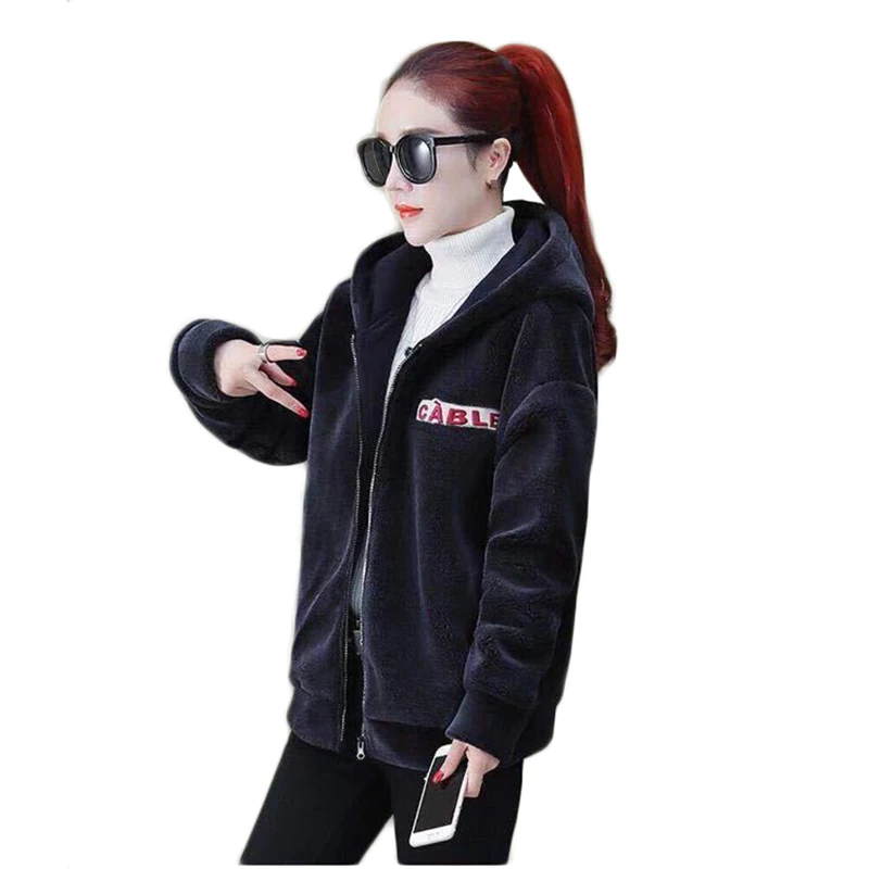 Fashion Youth clothing Shaggy Coat Women Fur coat Imitation lamb wool jacket Autumn / Winter Hooded Outerwear Factory Outlet 329