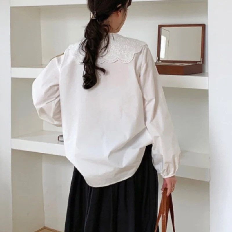 Корейская шикарная Весенняя рубашка французская Милая Кружевная с кукольным