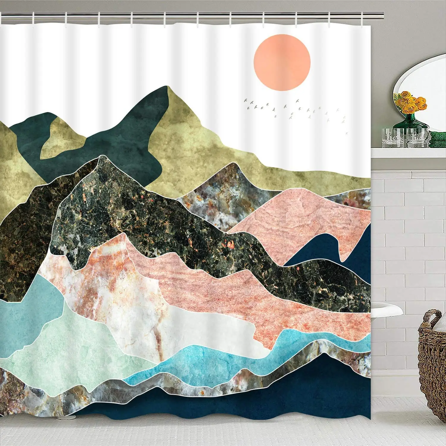 

Shower Curtain Bathroom Curtains Waterproof Mildew Resistant Mold Resistant Antibacterial Bath Curtains with Hooks Bathroom