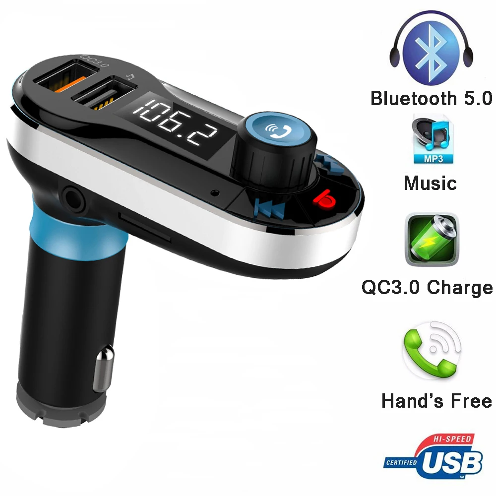 Горячий автомобиль Bluetooth громкой связи Авто MP3 плеер FM передатчик AUX IN
