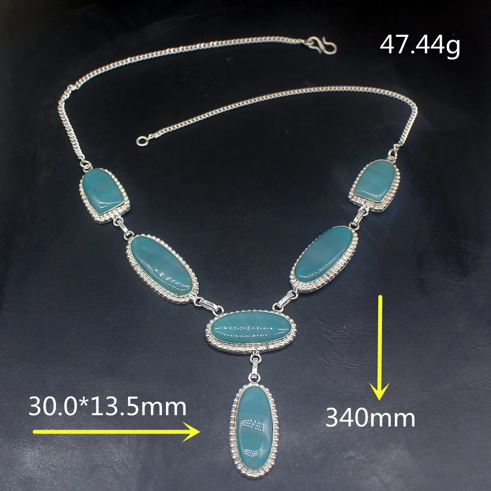 Gemstonefactory Jewelry Big Promotion 925 Silver Fantasy Botswana Agate Fancy Ladies Women Chain Necklace 34cm 20215097