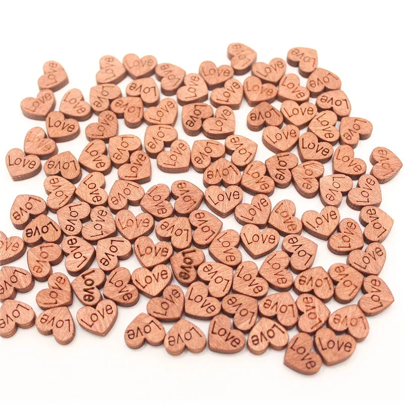 100 шт. деревенские деревянные крошечные кусочки сердечек конфетти украшения на
