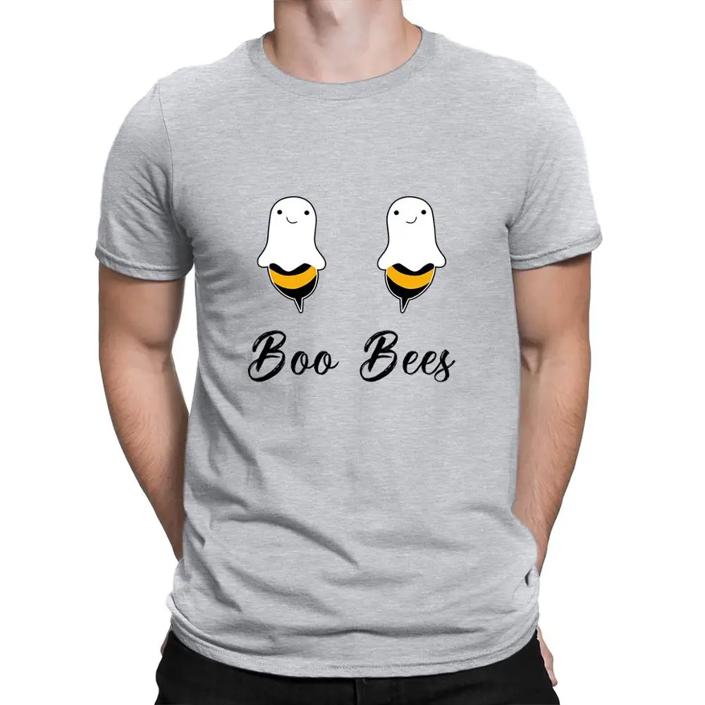 Light grey Boo Bees/костюм на Хеллоуин для пар забавные вечерние мужские футболки в винтажном стиле футболка из хлопка для родителей и детей высокого качества - Цвет: Light grey