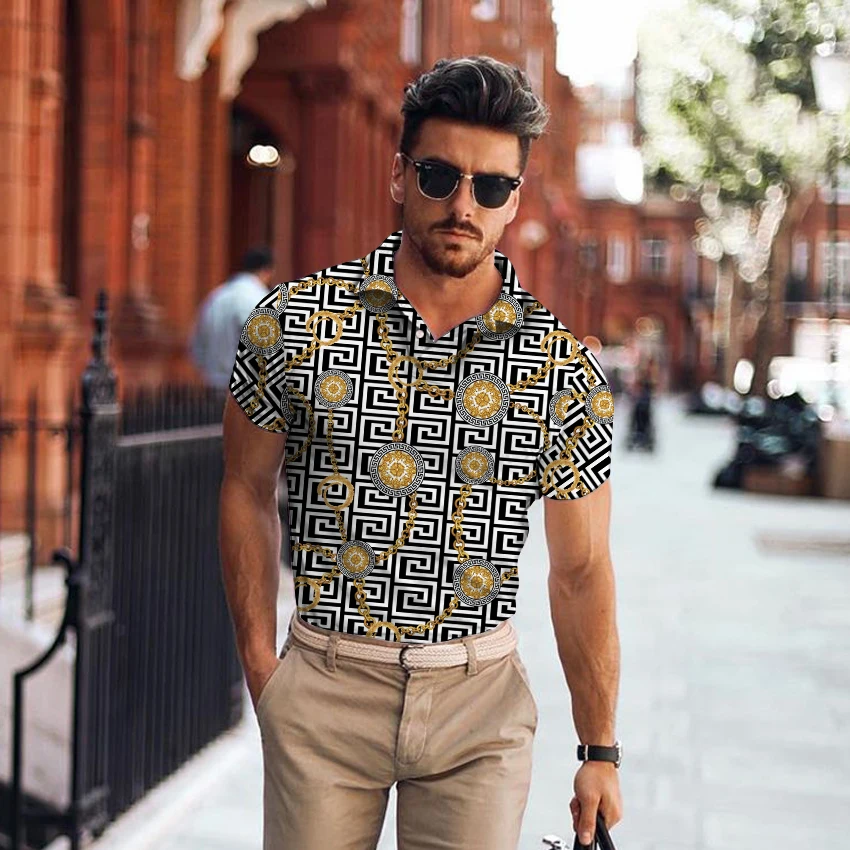 Мужская рубашка-поло с коротким рукавом цветными блоками лето 2021 | одежда