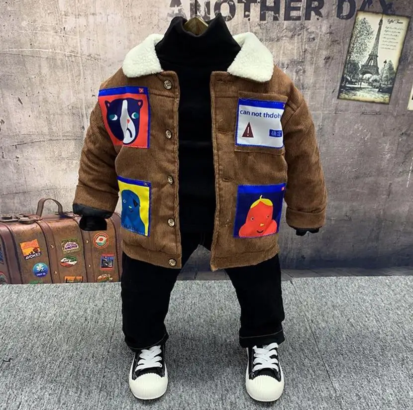 

Toddler Kids Clothing set Baby Boy winter Clothes Set boys Warm coats,thick t-shirts,thick jeans 3Pcs/set 2-6Years