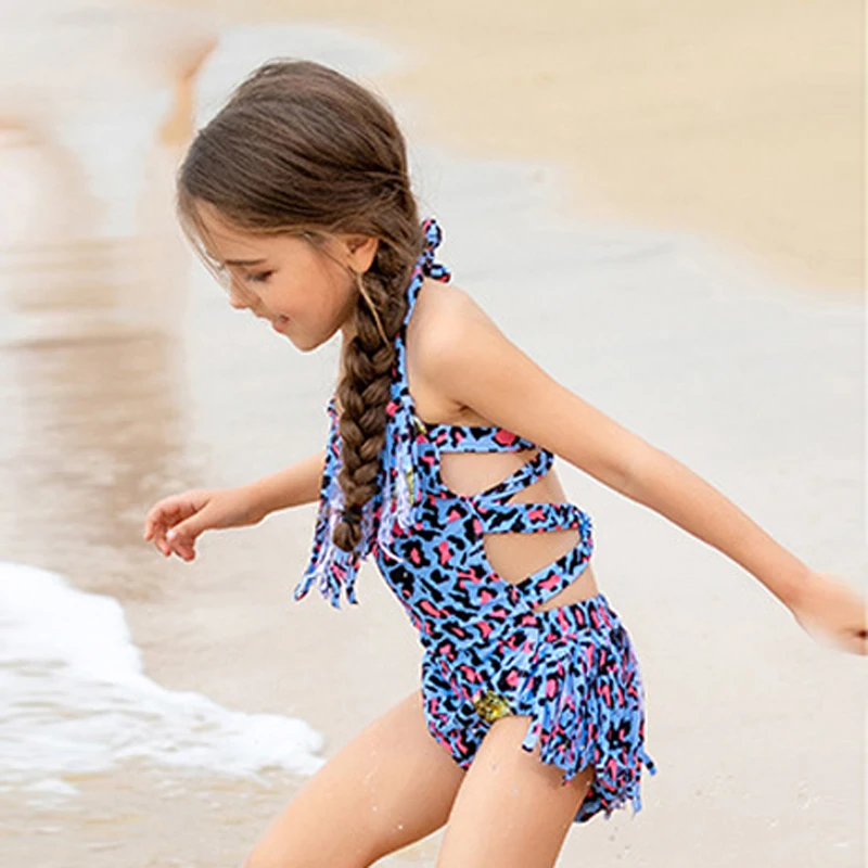 Детский слитный купальник с кисточками и лямкой на шее купальный костюм для