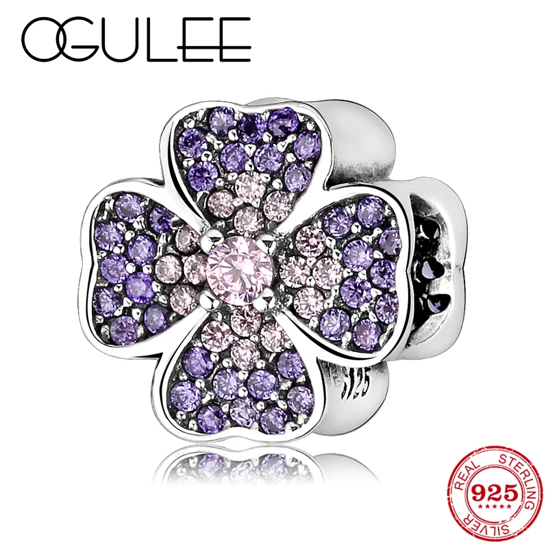 2018 Горячая 925 стерлингового серебра фиолетовый цветение персика в виде цветочных