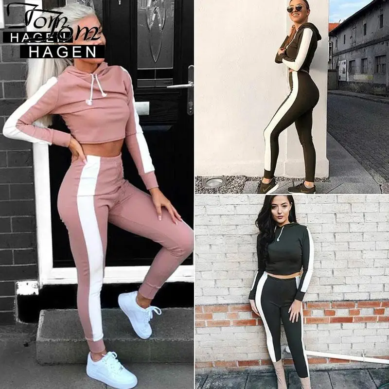 Женский спортивный костюм-двойка комплект из 2 предметов на осень 2020 спортивные