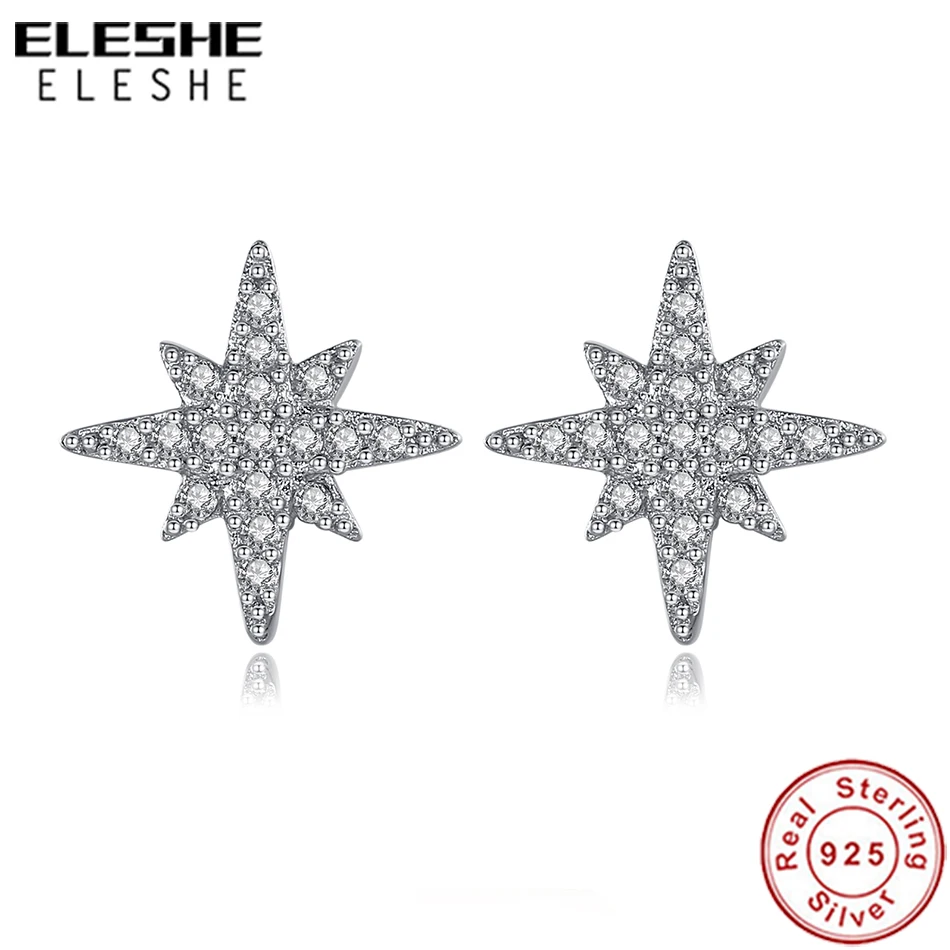 Женские свадебные серьги гвоздики ELESHE из стерлингового серебра 925 пробы с