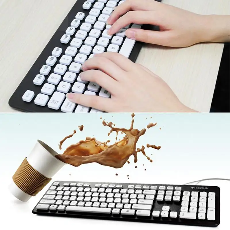 Logitech K310 моющаяся USB Проводная клавиатура, 108 клавиш, игровая Офисная Клавиатура для Windows XP Vista 7 8, настольный ноутбук, компьютер