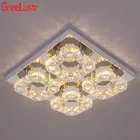 Хрустальная Светодиодная потолочная лампа, Современная квадратная Люстра для спальни, столовой, комнатное освещение, декоративные светильники