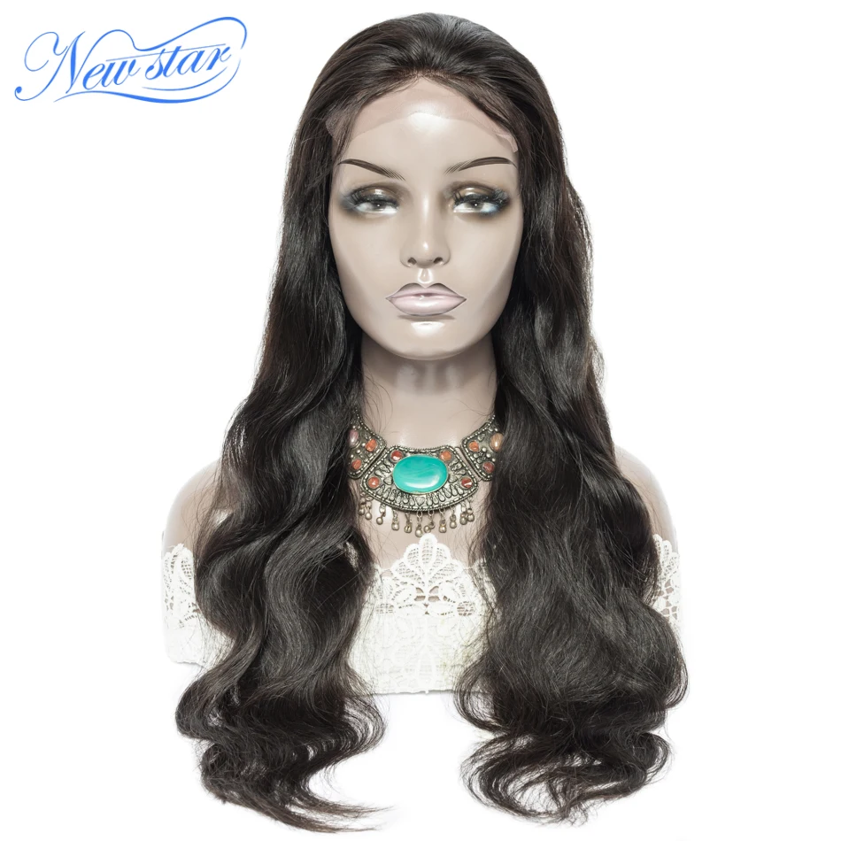 

New Star Hair Glueless Full Lace Human Hair Wigs Brazilian Body Wave Virgin 130% Density Pre-Plucked Lace Wig Bleached Knots