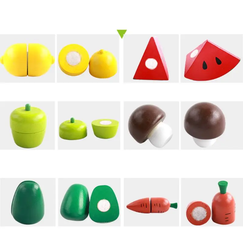 

2020 New Drop Shop. Wooden Cutting Vegetables Set Pretend Play Kitchen Toy