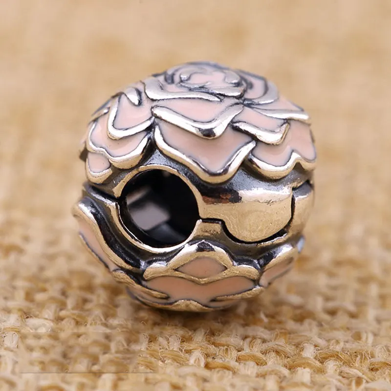 Подлинная женская подвеска розовая эмалированная Роза садовый зажим стопор