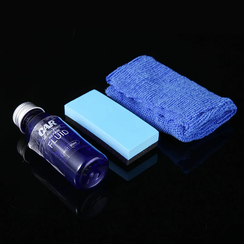 

1set 30ml Car Auto Headlight Repair Fluid Maintenance Retreading Spray Lamp Crystal Plating Renovating Agent With Sponge Cloth