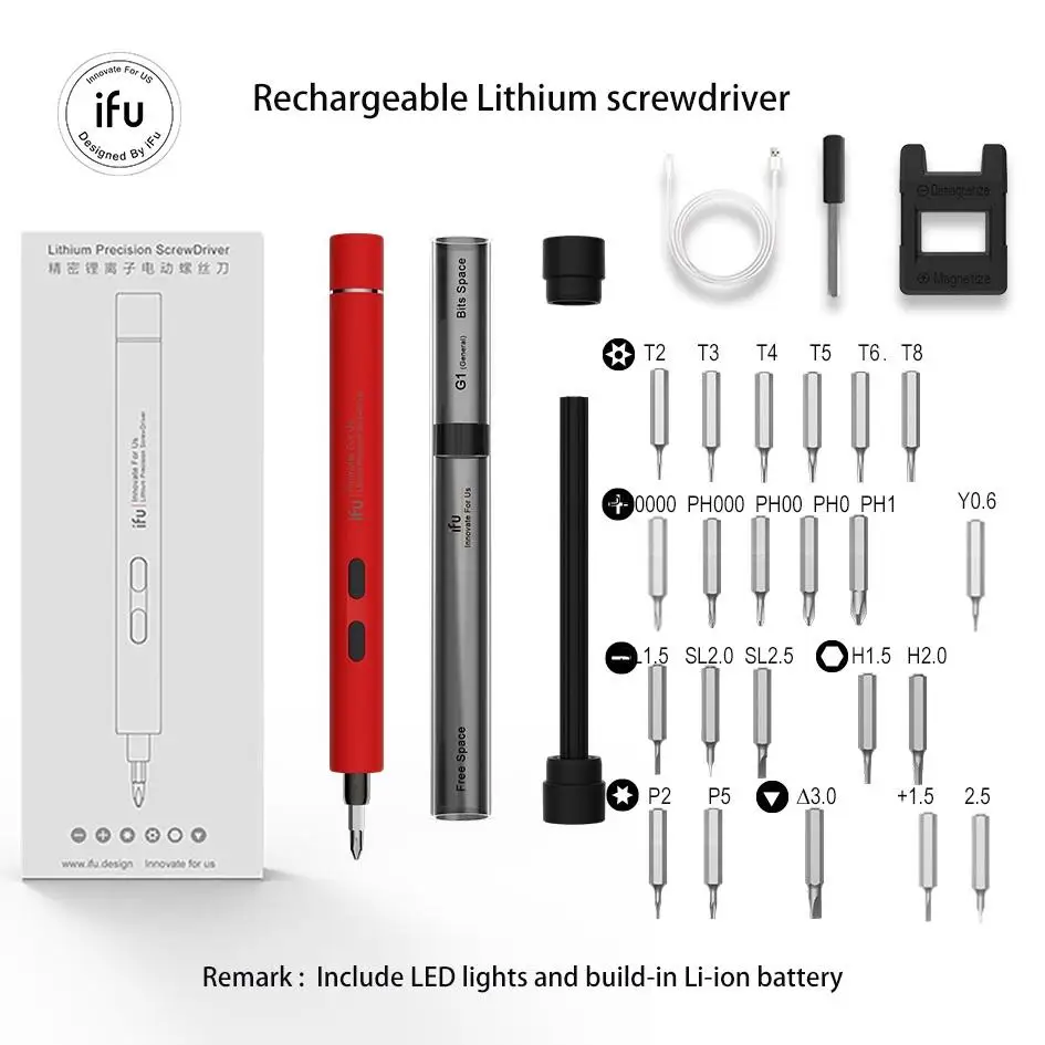 Электрическая отвертка USB порт для зарядки с насадками мини прецизионная