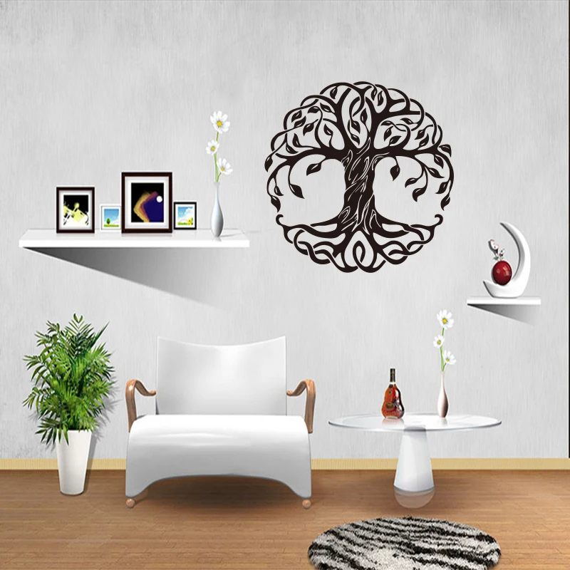 Украшение дома Мандала дерево виниловая наклейка на стену Наклейка Фитнес Йога