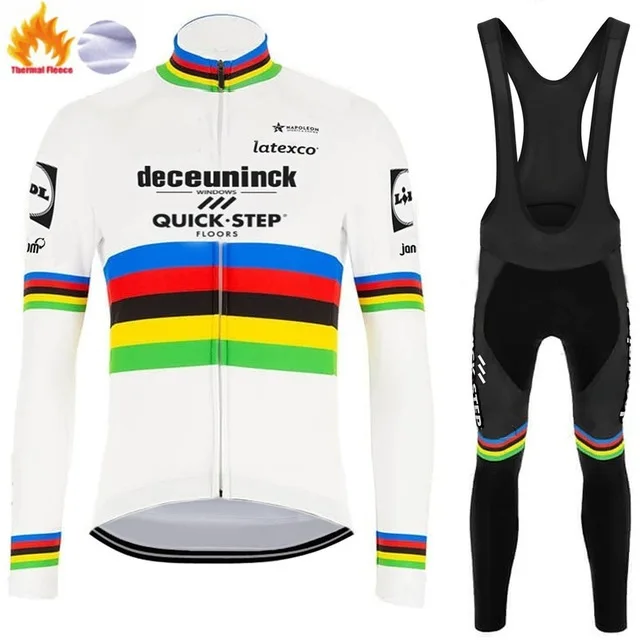 

World Champion 2020 QUICK STEP Cycling Jersey Set Winter Cycling Clothing Road Bike Shirt Suit Bicycle Pants MTB Maillot Culotte