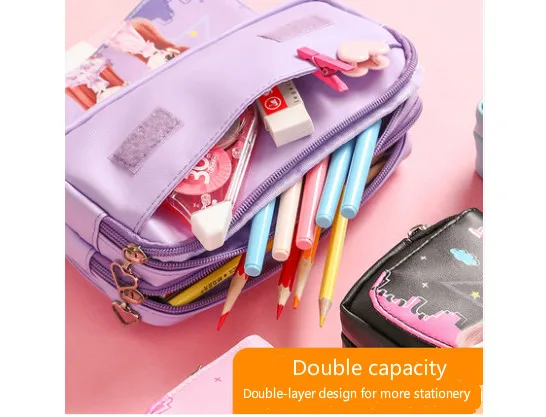 Сумка карандаш школьный пенал большой емкости кавай мешочек мультфильм