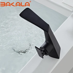 Матовый черный латунный Смеситель для раковины в ванную комнату, кран для горячей и холодной воды, одна ручка, кран для раковины