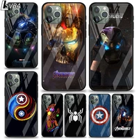 marvel avengers infinity gauntlet logo for apple iphone 12 11 xs pro max mini xr x 8 7 6s 6 plus tempered glass phone case