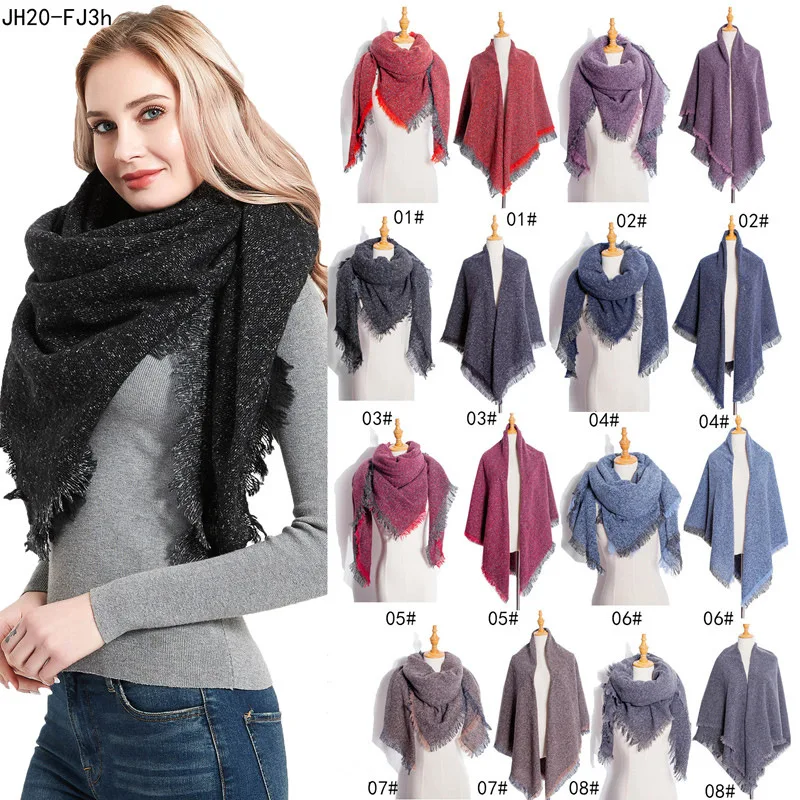 Зимний шарф 2020 женские вязаные серые синие красные черные теплые шарфы