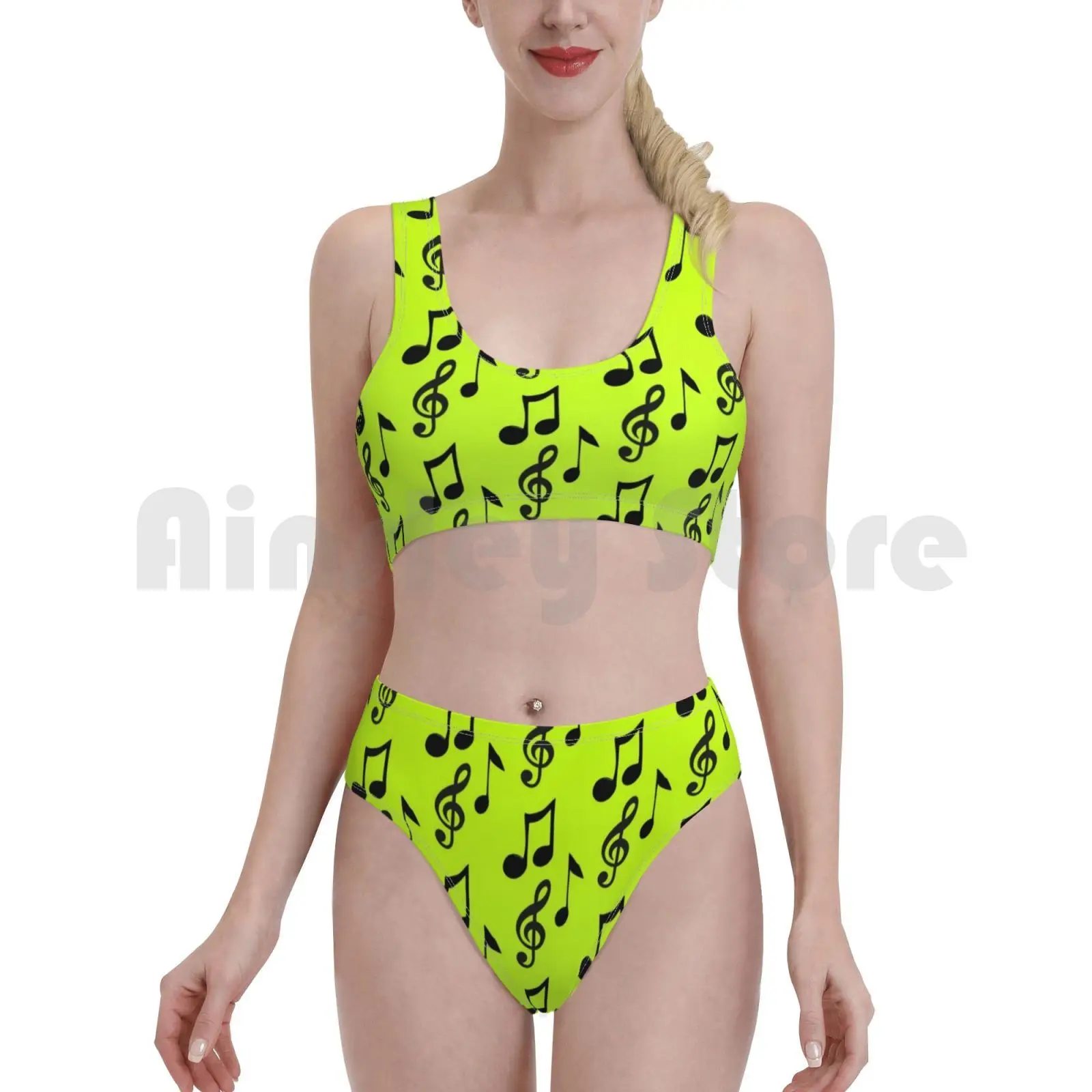 Музыка искусство с музыкальными нотами-купальник для поп-музыки бикини мягкой