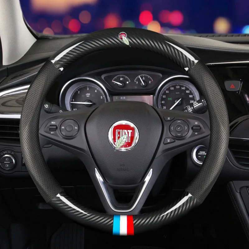 

Чехол на руль автомобиля из углеродного волокна, 38 см, для Fiat 500, Panda, Punto, Bravo