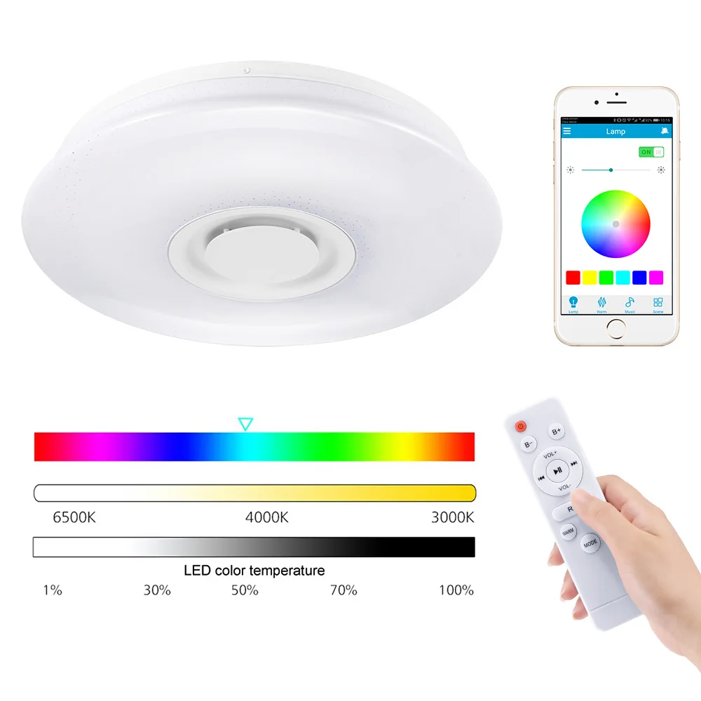 Умный светодиодный потолочный светильник s RGB с регулируемой яркостью приложение Дистанционное управление 36 Вт 60 Вт музыкальный динамик домашний Bluetooth светильник для спальни потолочные светильники