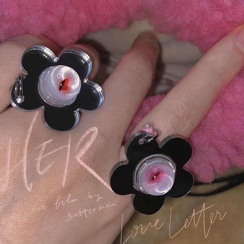 Женское кольцо с поврежденным глазом Goth винтажные кольца из смолы ручной работы