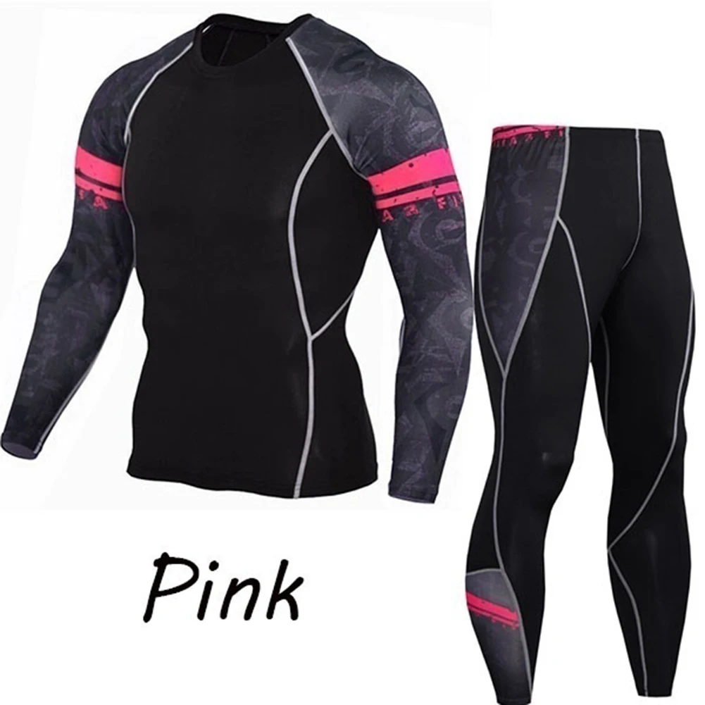 2 шт./компл. (одежда + брюки) мужской спортивный костюм с принтом компрессионная
