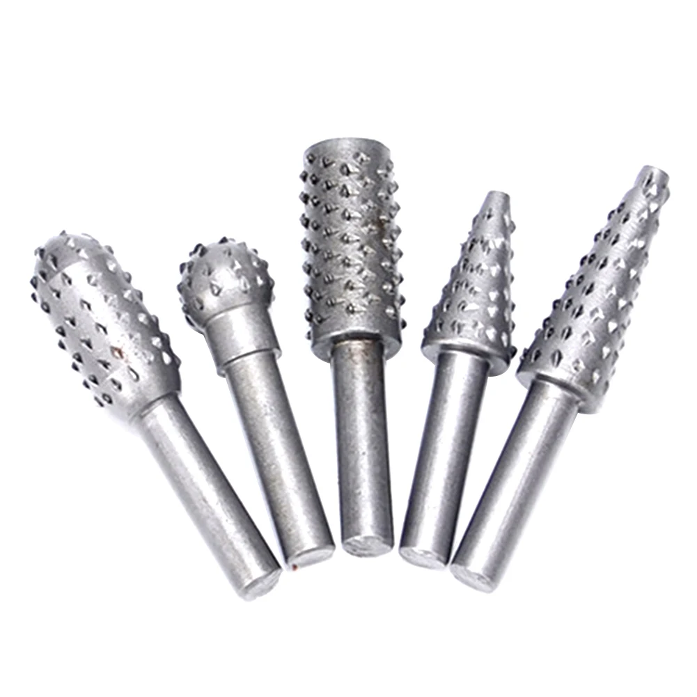 

5Pcs 1/4inch Rotating Handle Files Rasp Burrs Wood Work Grinding Carpentry Tool electric grinding head DIY grinding tool set