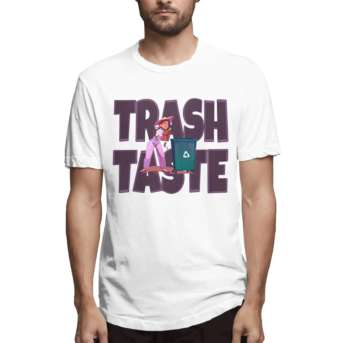 

Trash Taste New Classic T Shirt Men's Leisure Tees Short Sleeve Crew Neck T-Shirt 100% Cotton Printed Clothing