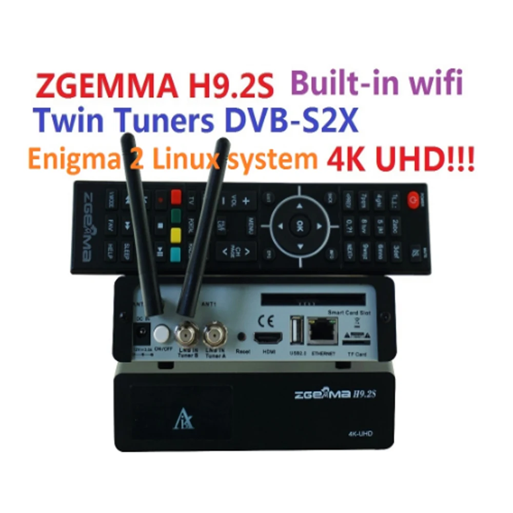 Новая версия ZGEMMA H9.2S Linux OS Enigma2 цифровой 4K UHD DVB S2 приемник 2000 DMIP twin tunner спутниковый