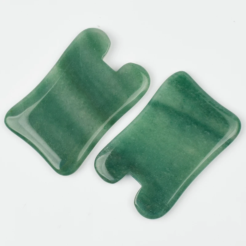 1 Камень для массажа Gua Sha из натурального зеленого авантюрина для скрабирования лица и тела, скребка для спины и стоп, массажного инструмента.
