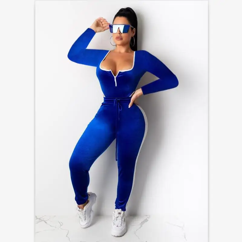 Осенне зимний женский комплект бархатный боди брюки карандаш костюм из двух