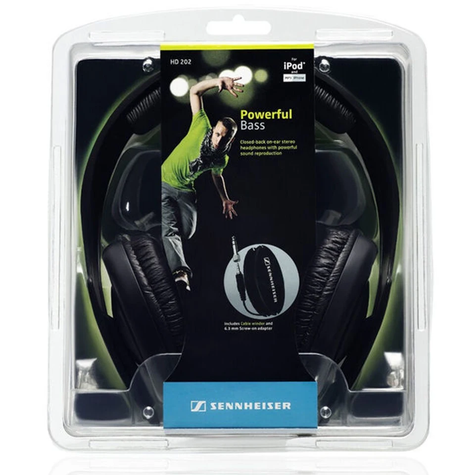 

Sennheiser HD202 Headphones for Smartphones Music Deep Bass 3.5mm Wired Noise Isolation Stereo Earphone Sport Gaming Headset